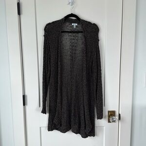 Susina open front cardigan sweater in gray/green